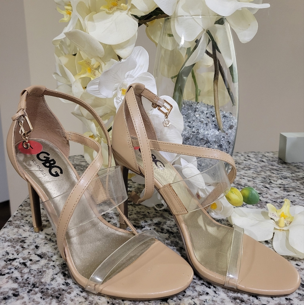 GBG Los Angeles Tan High Heeled Sandals